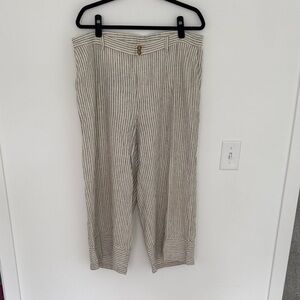 J. Jill Linen Blend Cream and Black Striped Chinos - Size L